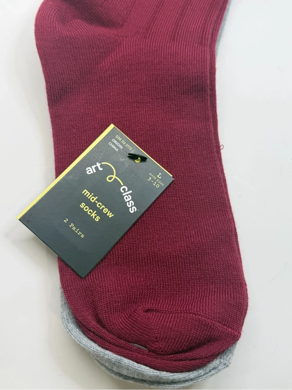 art class Burgundy Mid-Crew Socks with Black Trim